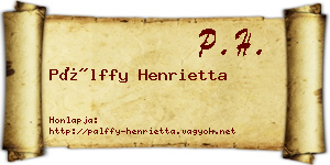 Pálffy Henrietta névjegykártya